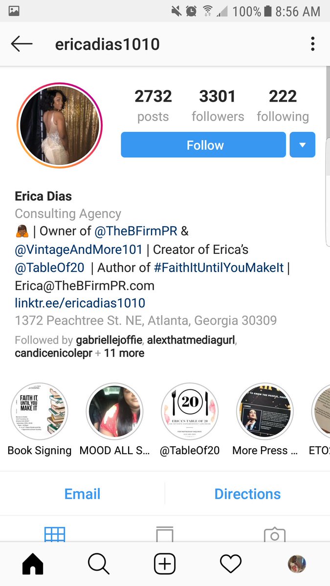 Erica DiasIG: ericadiasPublicistOwner of TheBFirmPR +Vintage&More101