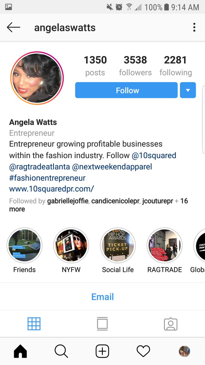 Angela WattsIG: angelawattsEntrepreneurFounder of 10SquaredPR