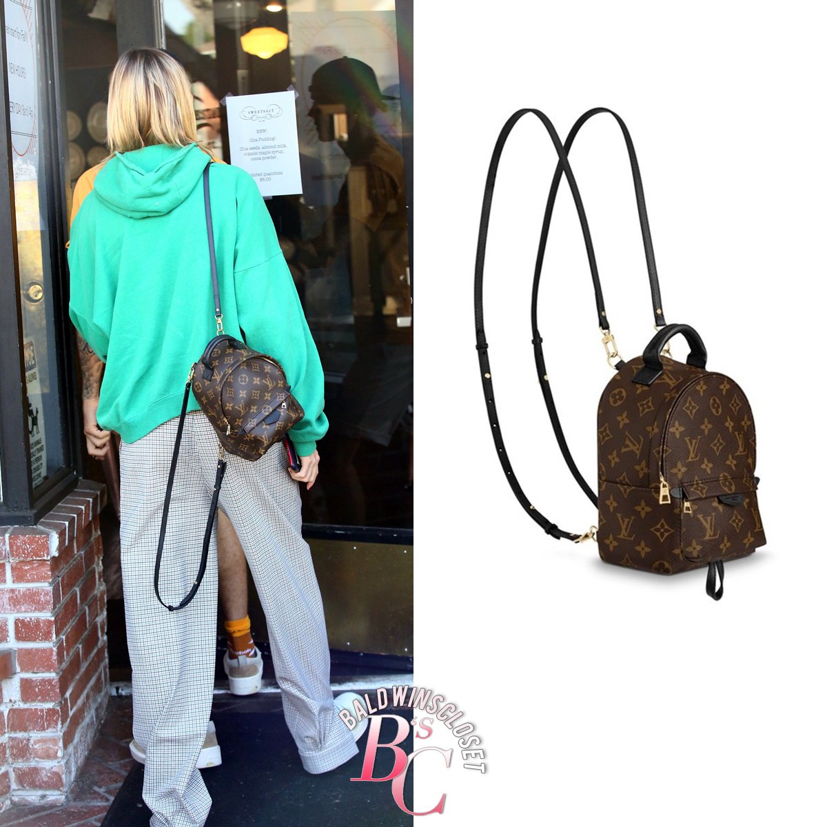 Hailey Bieber's Closet on X: October 23, 2018 - #HaileyBaldwin wore a  Vintage #Chanel Logo Sweatshirt for ￥298,000, #AcneStudios Velcro Sneakers  for $380.00, #LouisVuitton Palm Springs Backpack for $1,940.00. And a  personalised