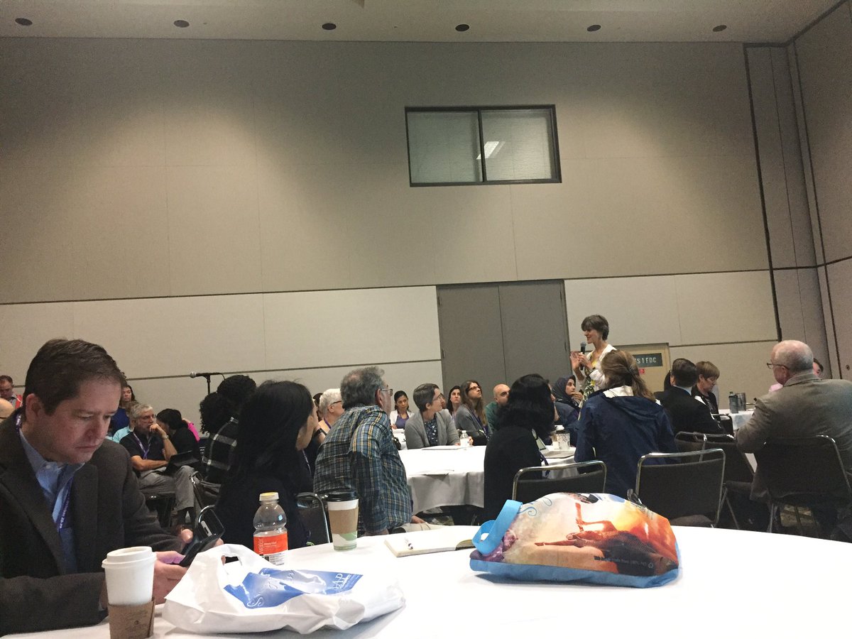 Packed talk full of diverse pediatricians workshopping conversations about vaccine delay and hesitancy. #CommunicationWithoutConfrontation #AAP18 #Kaiser #MedicalCommunication