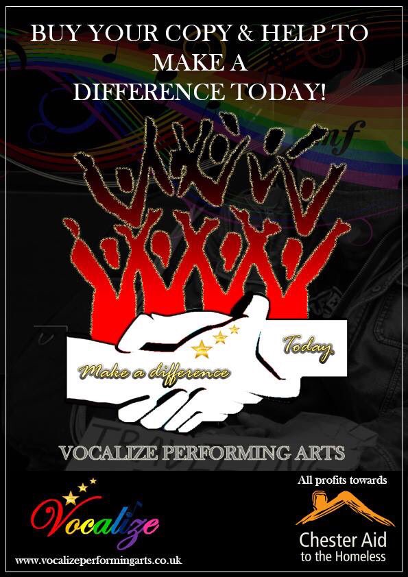 VocalizeArts's tweet image. Support Vocalize in their charity mission to raise awareness and funds for the Chester homeless charities. Purchase your copy of make a difference for just £3 to help support people in need @CATHsupport #chester #makeadifference #charity #SundayThoughts @WeAreChester