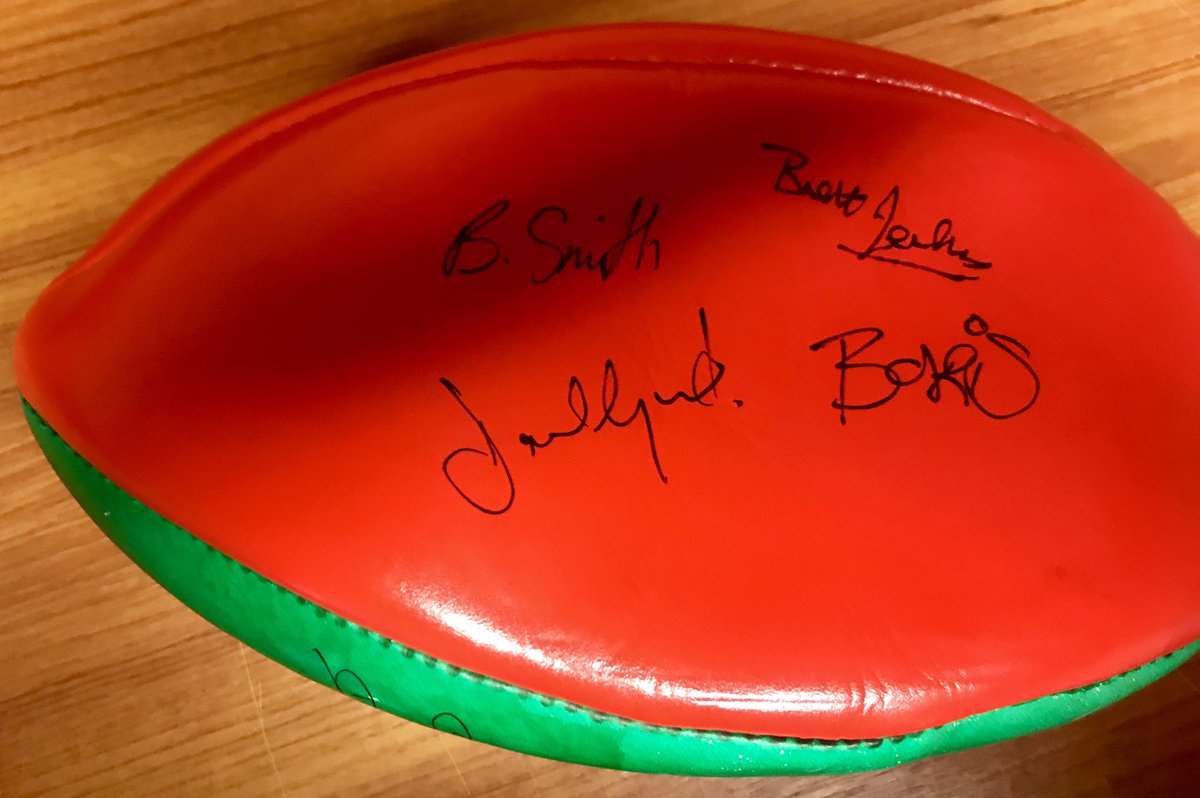 1. Signed welsh ball by past Falcons and New Tredegar Rfc players. Signed by many characters of both clubs, some who are sadly not with us any more.