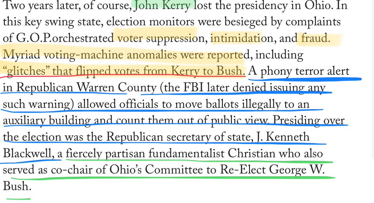 Any of these voter suppression issues sound familiar to anyoneVote flipping from Kerry to Bush? Does anyone remember the false terror alert in Warren County Ohio? 