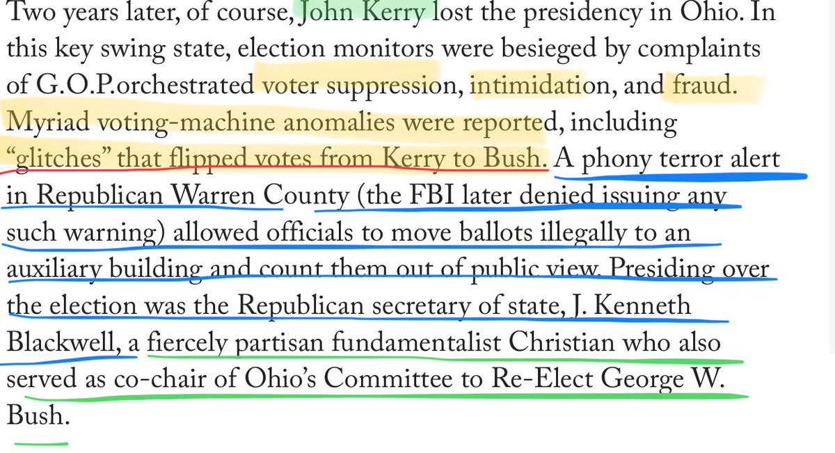 Any of these voter suppression issues sound familiar to anyoneVote flipping from Kerry to Bush? Does anyone remember the false terror alert in Warren County Ohio? 
