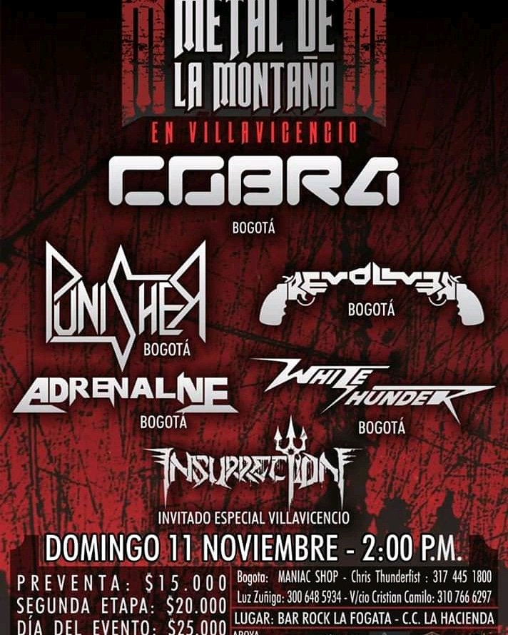 Estamos a 8 días de este magnífico evento. <a href="/CobraSpeedMetal/">Cobra Colombia</a> por primera vez visitará a Villavicencio! Quedan pocos cupos! Pilas pues amigos!