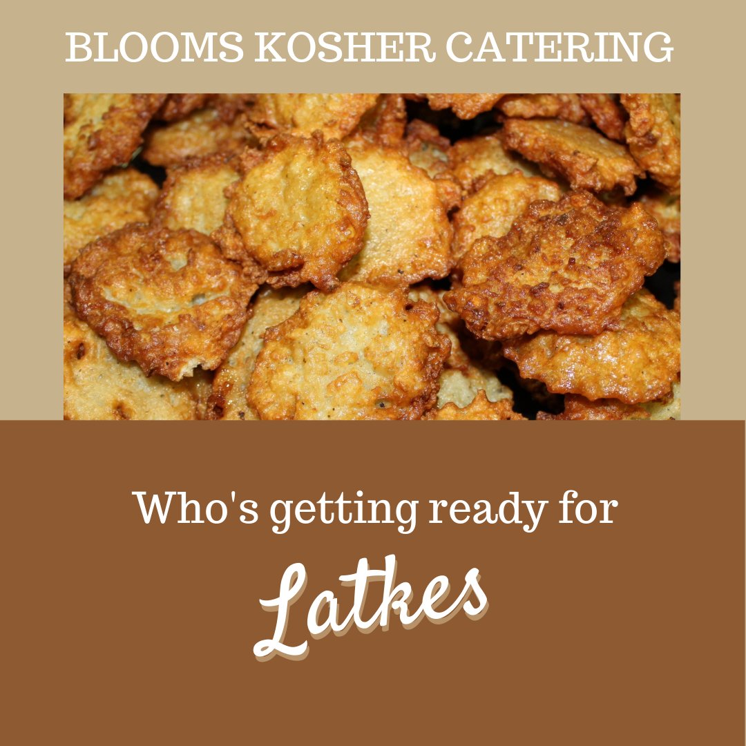 bloomskosher's tweet photo. We know, it's not that time yet but it will be here before you know it. Order your Latkes with Bloom's. #koshercatering #blooms #latkes https://t.co/PzAK54seUE