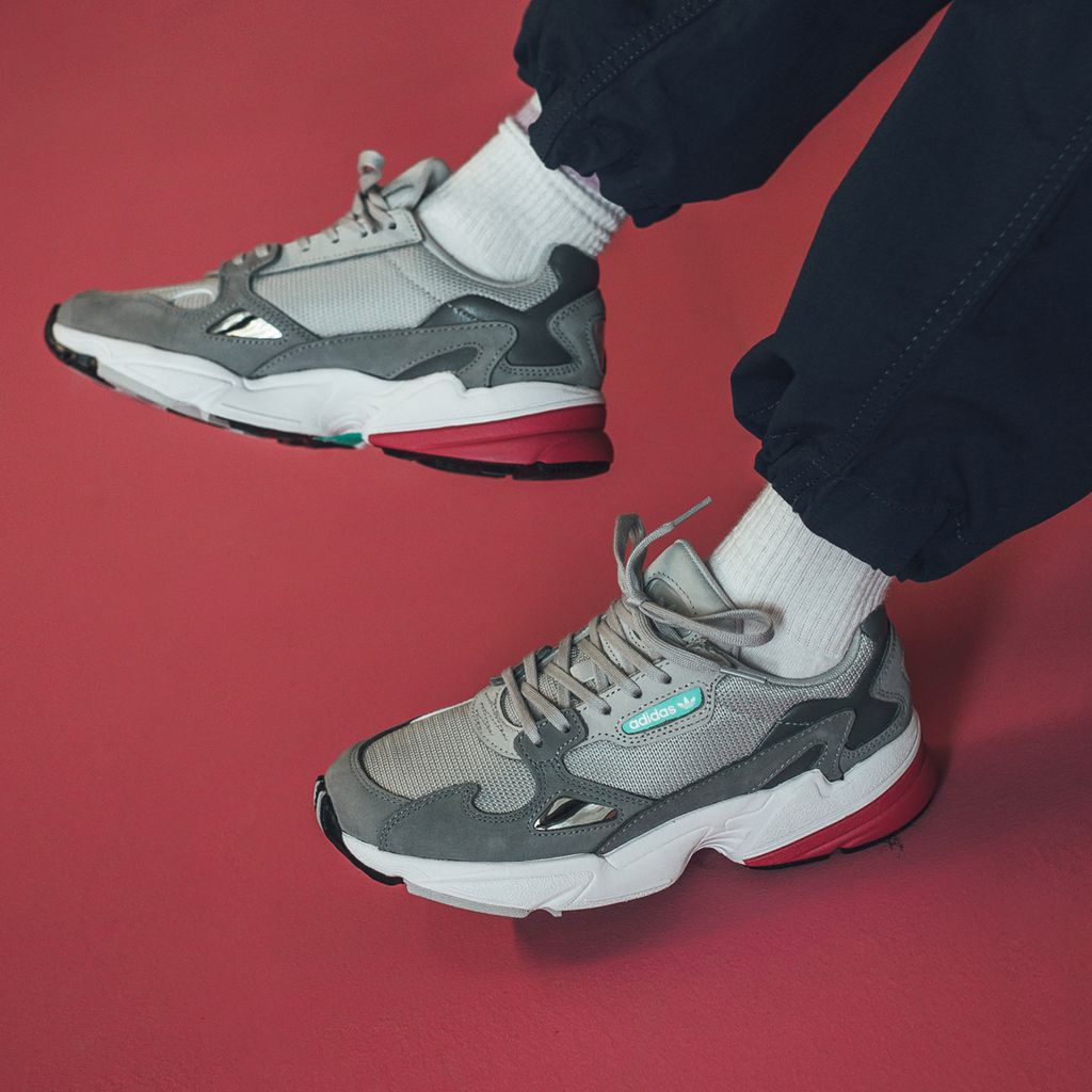 adidas falcon trainers grey two trace maroon