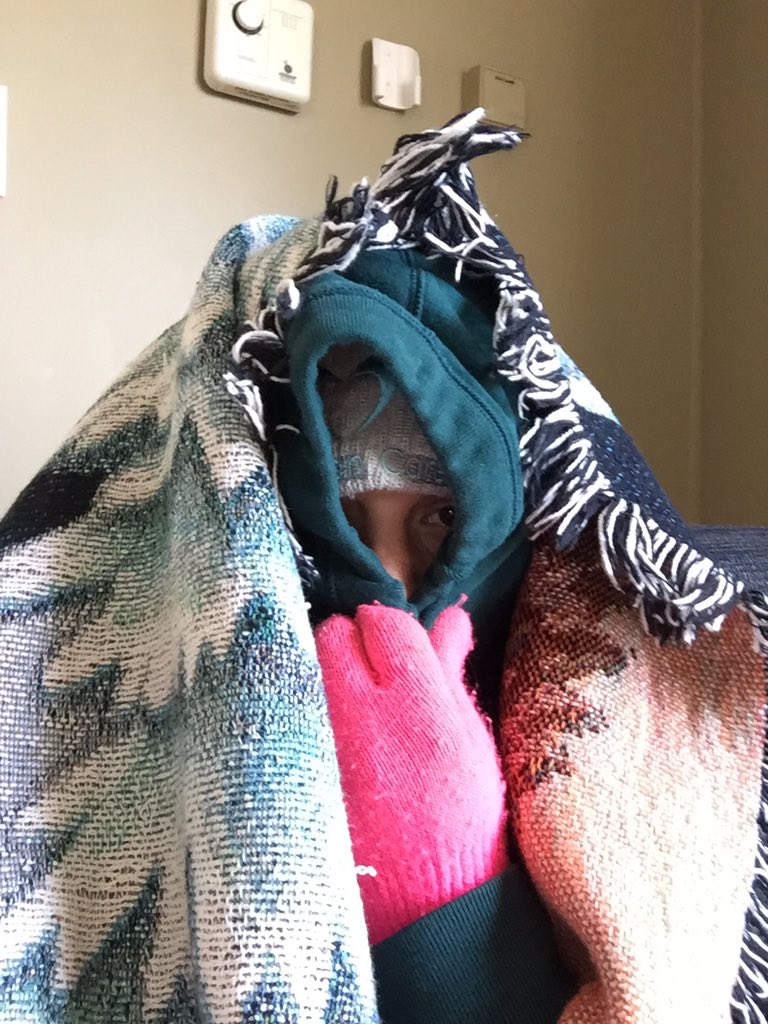 endurogirlCAN's tweet photo. Hour 14 of no power. House is officially less than 5 degrees inside. It’s times like this I realize I may not be a good contestant on the show “Alone”. #cold #needmoreblankets #whyismynosesocold https://t.co/51td1jBqZS
