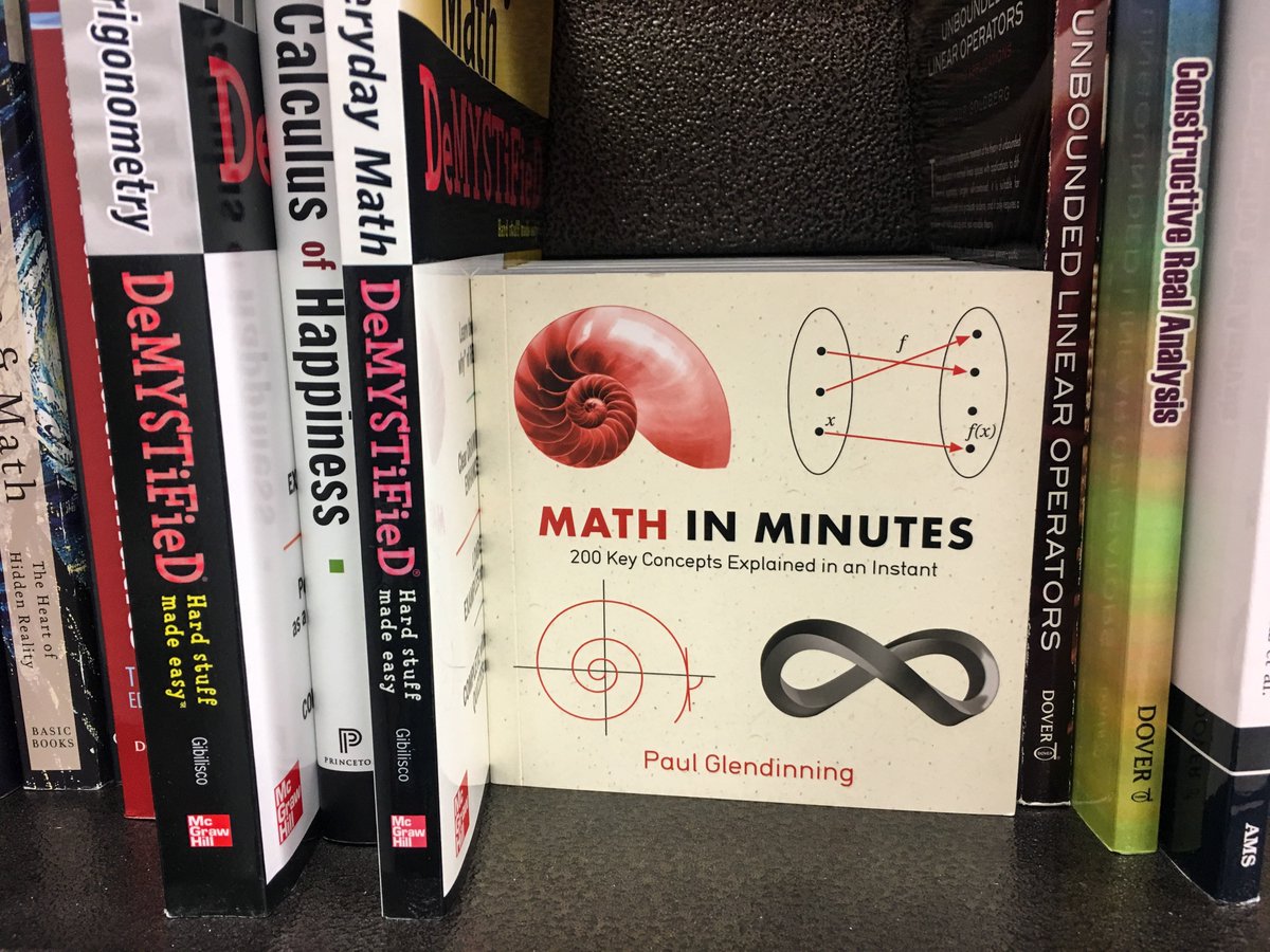 ThePCAM's tweet photo. Math In Minutes (200 key concepts explained in an instant) by PCAM editor @paglend at the University of Penn bookstore, Philadelphia @pennbookstore  @PrincetonUPress https://t.co/mR9MpSdTAi