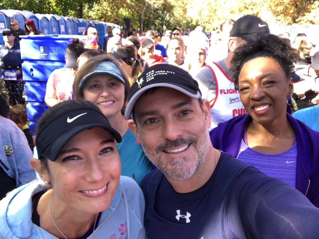 PS452NYC's tweet photo. Cheering on Team 452 today @nycmarathon! Principal @Mr_ScottParker, Art Studio Teacher Lori Collman, Social Worker Laurence Debucquoy, & 5th grade teacher Brigida Littles are off and running! You can track them on the app! 💜💜💜 #inside452 #452runs https://t.co/KMu8ZCt3jy