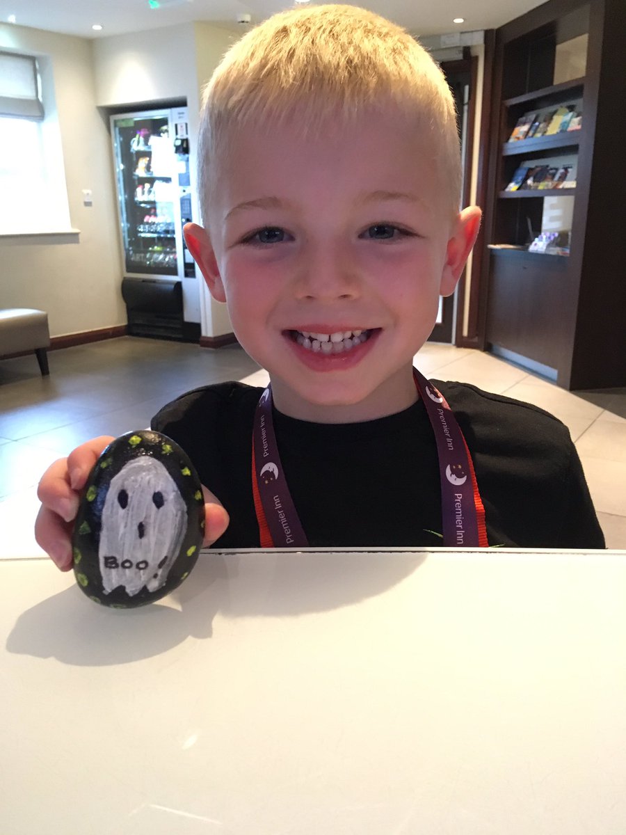 So this nice young man made us a Halloween pebble he enjoyed himself that much he wants a job