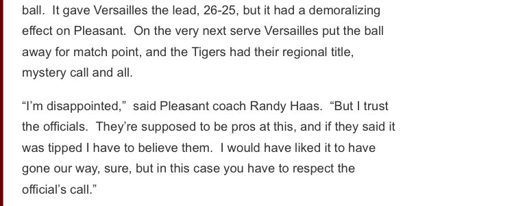 nwdabsports's tweet photo. Pleasant VB coach Randy Haas...what a great example for all, coaches, players and parents! @OHSAASports @swankonsports @crescentsports @ohioiaaa ⁦@OHSVCA⁩ https://t.co/kKY25RQUQC