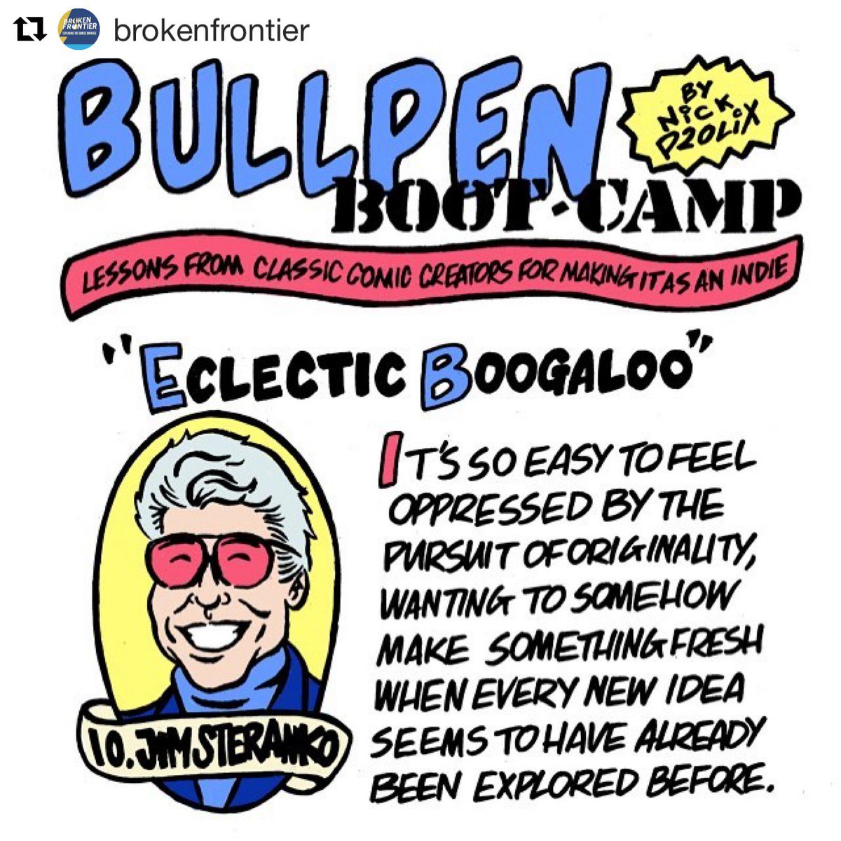 nickprolix's tweet photo. #Repost @brokenfrontier
・・・
The latest illustrated BULLPEN BOOT-CAMP column is up from @nickprolix. This fortnight’s subject is #jimsteranko! #comics #bullpenbootcamp #nickfury https://t.co/BADzAL3jgz