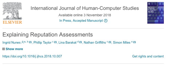 Steens88's tweet image. #reputation assessments are key in supporting people in selecting providers - think ratings &amp;amp; reviews of websites - but how is reputation assessments? Very informative &amp;amp; accessible paper by @ufrgsnoticias, @WarwickDCS &amp;amp; @kclinformatics
#trust #agentbasedsystems #multiagentsystems