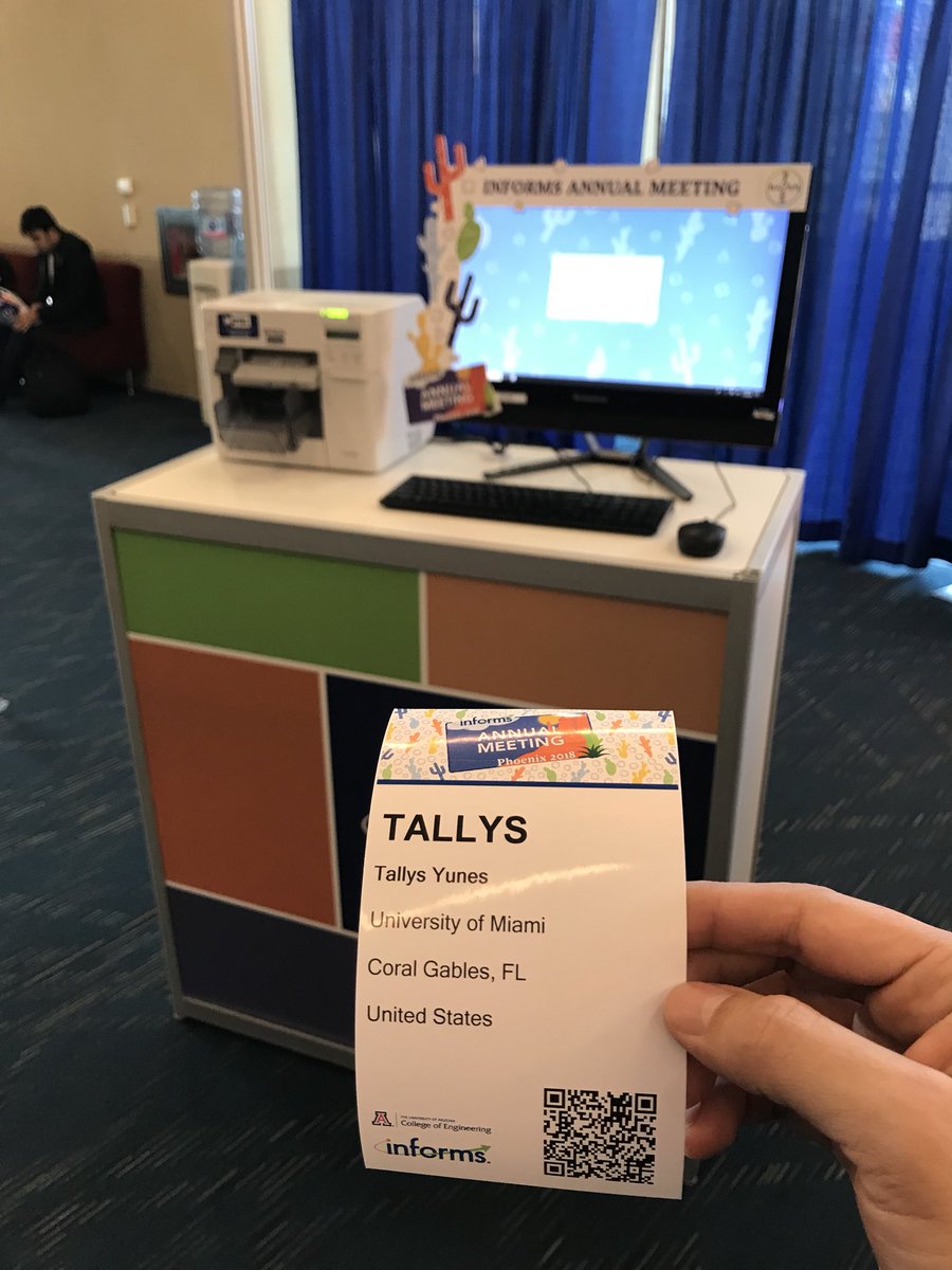 thyunes's tweet image. Just-in-time badge printing? How much more O.R. can this get? #informs2018 #orms