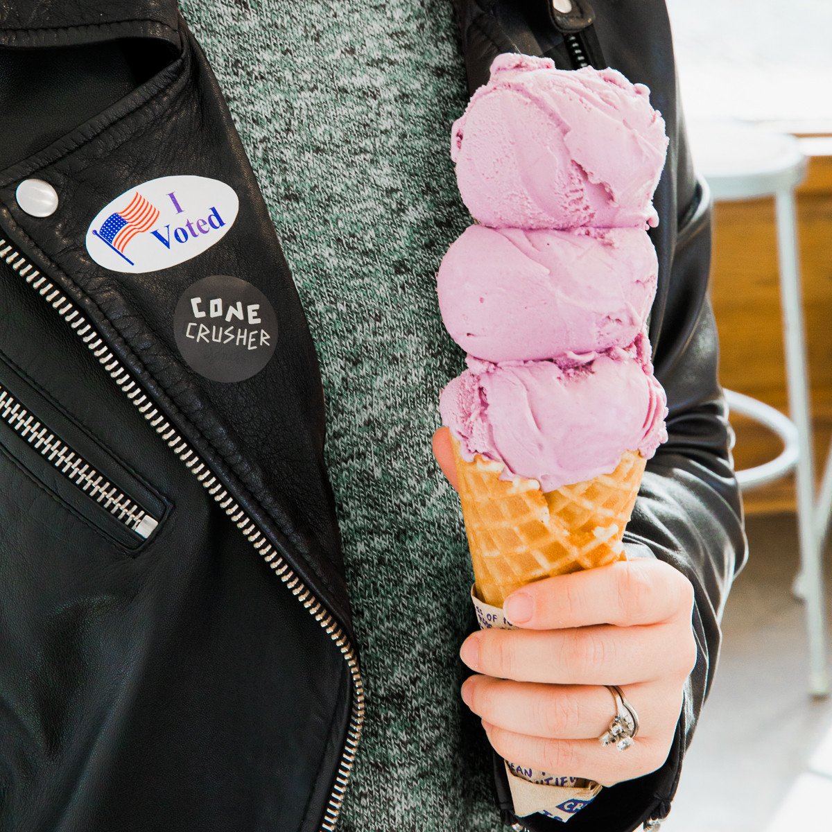 Turns out voting stickers pair really well with ice cream. Stop into a scoop shop on Election Day, Tuesday, Nov. 6, let us know you voted, and we’ll add an extra scoop to your order. Now let’s get out there and vote! Find your polling place here: jen.is/2ADxMEF