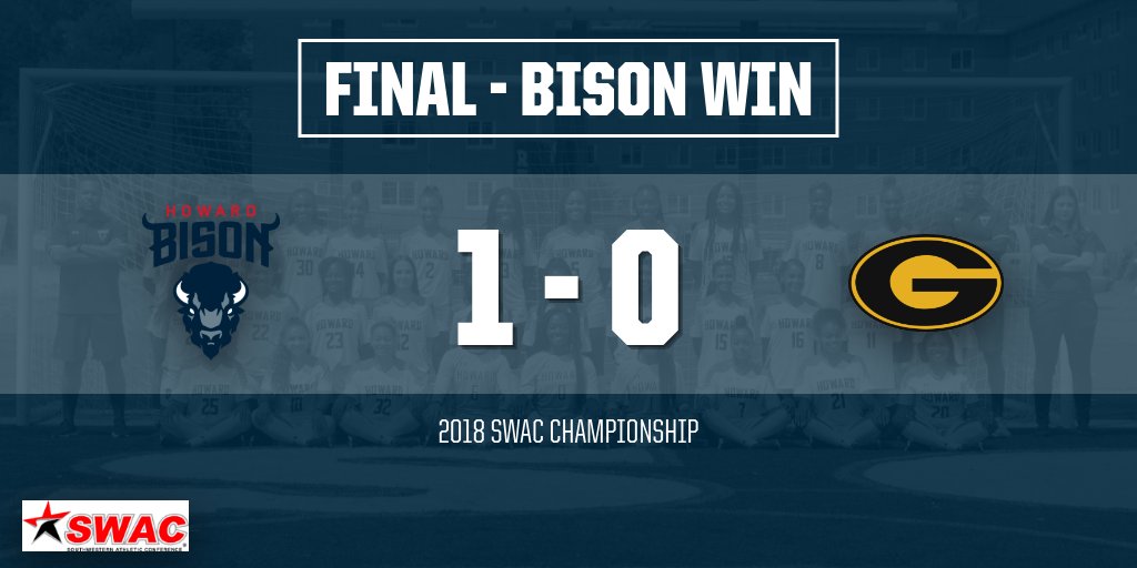 HUBisonSports's tweet photo. BISON WIN! @HOWARDU women's soccer defeats Grambling in the SWAC Championship Final 1-0. ORDER RESTORED!!! It is TROPHY SEASON 🏆 #BleedBlue #TrophySZN #RestoreTheOrder #HowardForward #SWACFutbol #Soccer https://t.co/cTRxsIxZi0