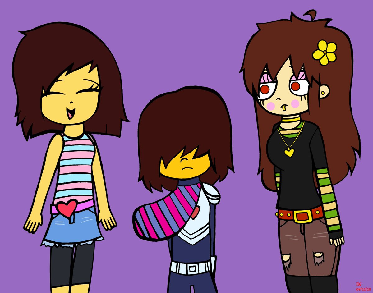 Ingrid W Frisk Chara And Kris Undertale Deltarune Frisk Femalefrisk Adultfrisk Chara Femalechara Adultchara Kris Fanart Myart Iwart T Co Ohmhvknebt