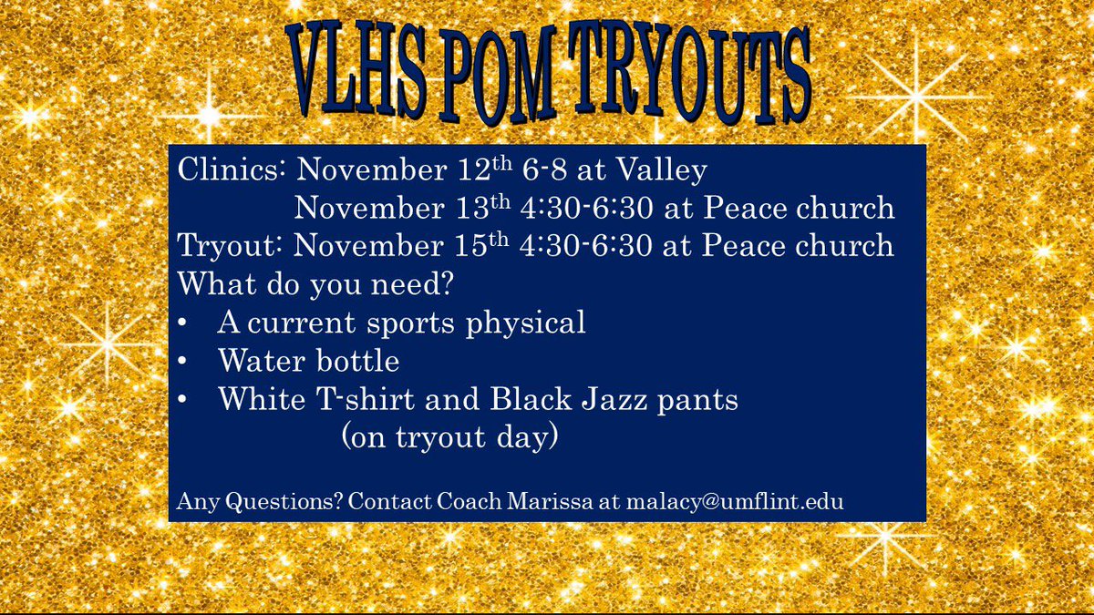 PomponVlhs's tweet photo. It’s winter Pom season again! Want to be apart of Valley Lutheran’s Pom team? Our tryouts are only one week away. Spread the word! https://t.co/YCWeysHaVj