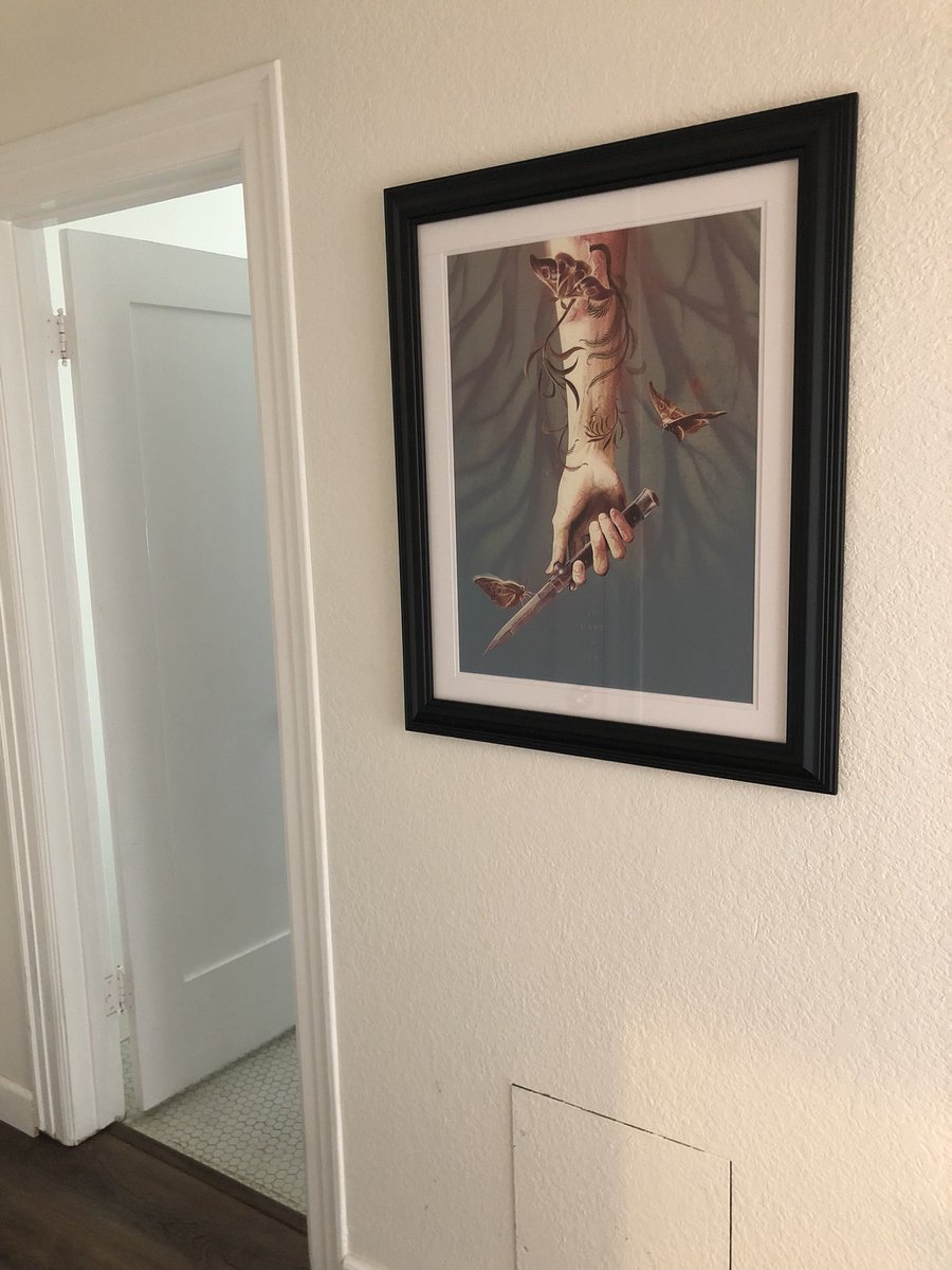 pmasher's tweet image. Finally got to hang up some art! #framedestination