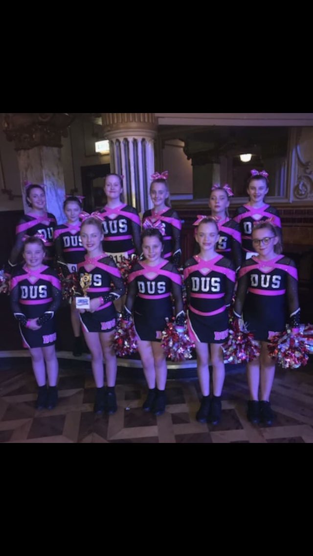 danceunityx's tweet photo. competing at #cheerdanceuk Championships, super proud of our super stars flying the flag for Wales 🏴󠁧󠁢󠁷󠁬󠁳󠁿 
11 years and Under and 13 years and Under 
Ella 4th 🏆 Finalist
Leah,Summer,Ella,Jen,Jess, Semi finalists🏅
Caitlin and Abi Quarter Finalists🏅
11 Years and Under Rocky Squad 🏅 https://t.co/gpcYq4oxC0