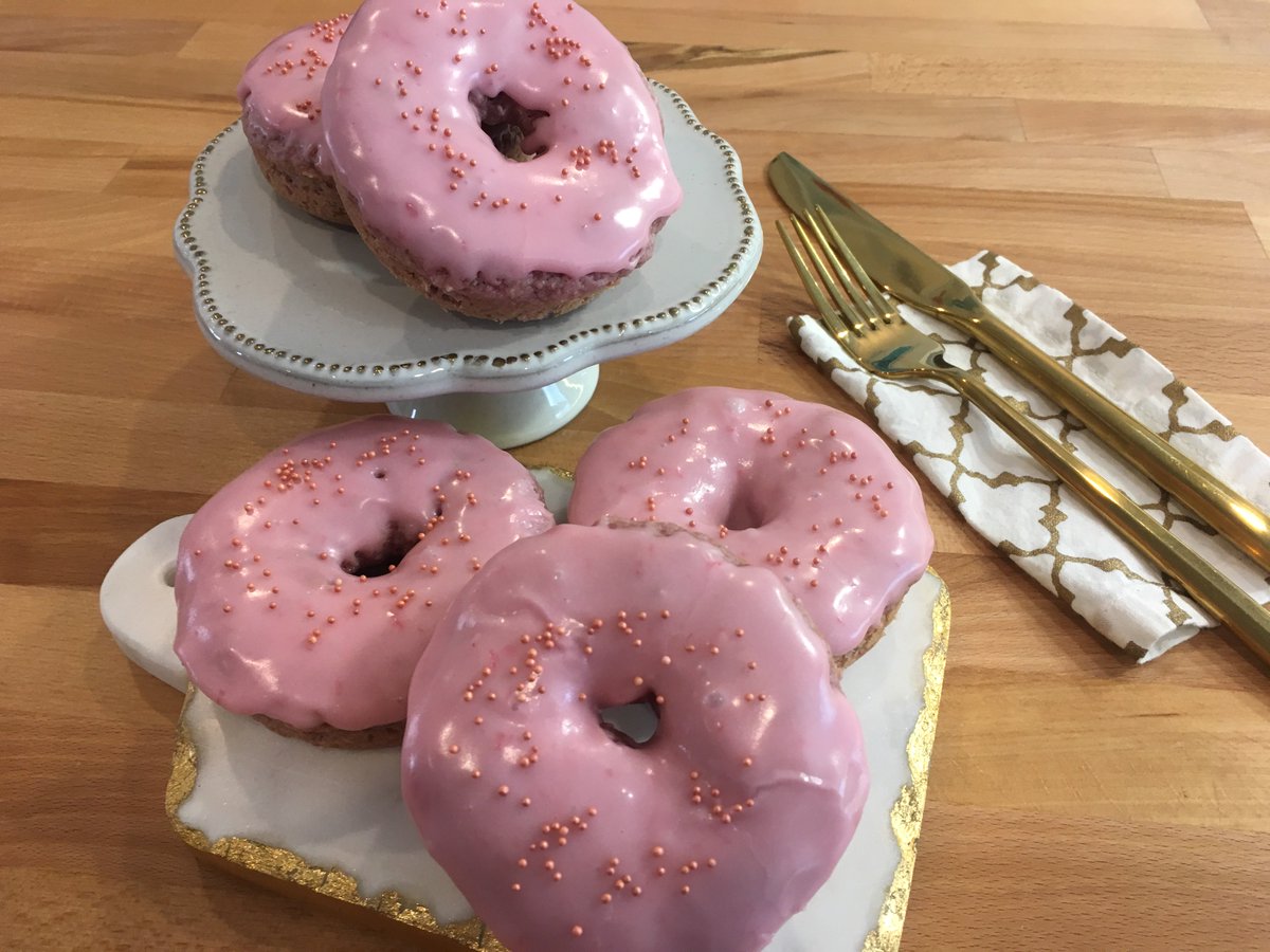Holy #donut heaven! I made these #raspberry donuts this afternoon and I am so pleased with how they turned out. With some basic, but admittedly, several ingredients, you too can have amazingly delicious raspberry donuts. #vegan #plantbased #plantbasedchef #CrueltyFree