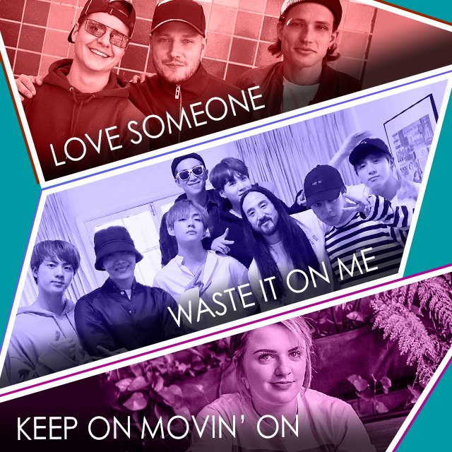 Which is your favorite new song on Radio Disney?
1. @LukasGraham #LoveSomeone
2. @steveaoki f. @bts_bighit #WasteItOnMe
3. @MaddiePoppe #KeepOnMovingOn