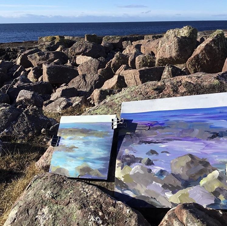Repost from artist <a href="/NelWhatmore/">Nel Whatmore</a>  who has been out and about on adventures creating these fabulous <a href="/panpastel/">PanPastel</a>  underpaintings, can't wait to see the finished pieces! 

#panpastel #pastelart #pastelartist #pastelpainting #pasteldrawing #ukartist #britishartist #landscape #seascape