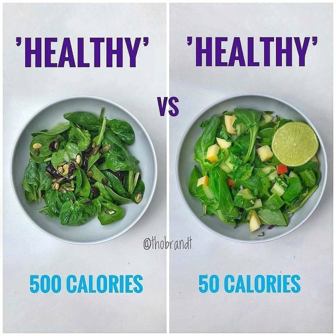 KnownHealth's tweet photo. When it comes to losing weight, there has to be an understanding of calories.💪🏾🔥 Because as you can see in the picture there can be a big difference of calories in two foods even though they’re both “healthy” !!🥗🌿♻️ #weightlosstransformation #HealthyLife #HealthyEating https://t.co/EaEcfGfZrz