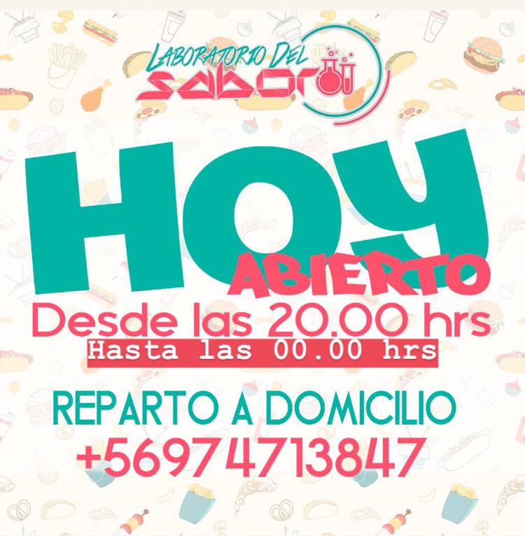 Labdelsabor's tweet photo. Abierto hasta las 12! #laboratoriodelsabor #lapintana #comidarapida #repartoadomicilio https://t.co/gH8TbQUXYw