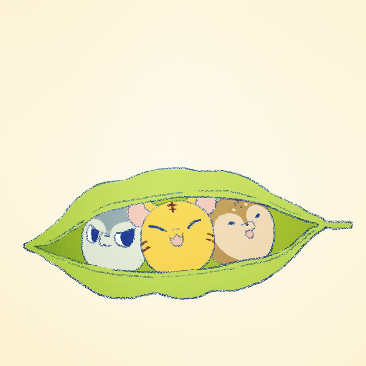 啊 動物 看看碗豆裡有甚麼 さやの中 What S In Garden Pea Pea Gardenpea Beans Sugarpea Cute nimals Animal Drawing Computergraphic Illustration Character イラスト スケッチ イラストレーター さやえんどう 豌豆 豆 マメ