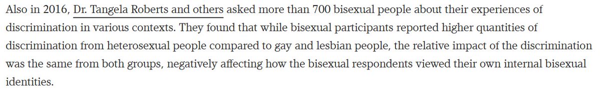 This totally messed me up:  #Bi folks face more bias from straight folks than gay and lesbian folks, but the bias from gay and lesbian people? It hurt. WAY more. So much that the impact of the bias was the same.