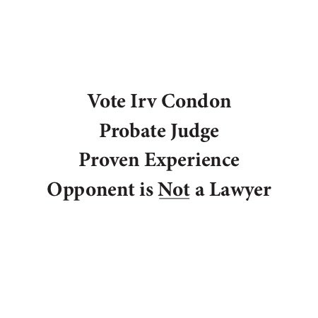 IrvProbateJudge's tweet photo. It's simple. Vote Irv Condon for Charleston County Probate Judge on November 6th. #ImwithIrv https://t.co/FiMD3V32Oh