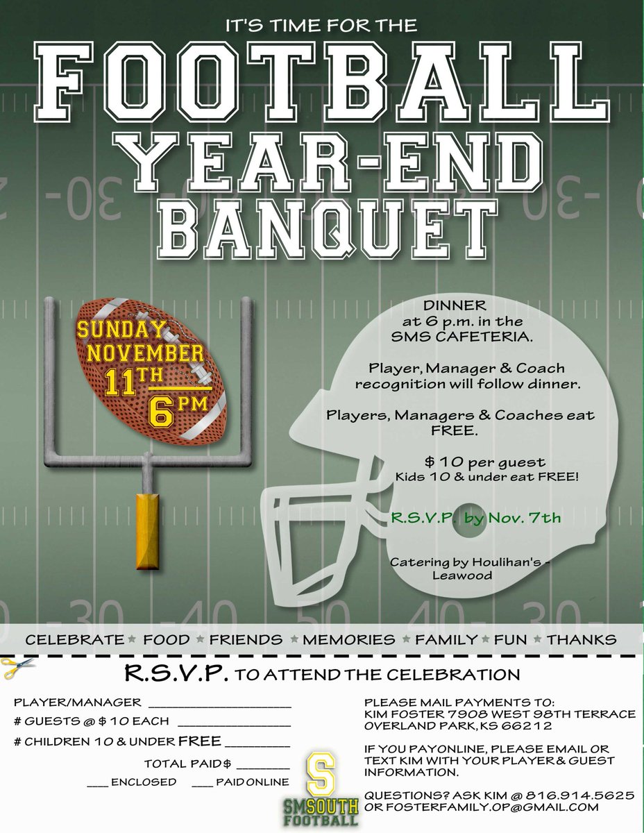 SMSFreshFB's tweet image. Freshman Parents! I wanted to let you know that we are 100% included on the football banquet. Please RSVP by Wednesday! I hope to see everyone there!