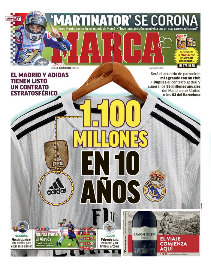 transatlántico explosión paquete Real Madrid y Adidas están a punto de firmar un contrato de 10 años por  1.100 millones de euros - CeNews
