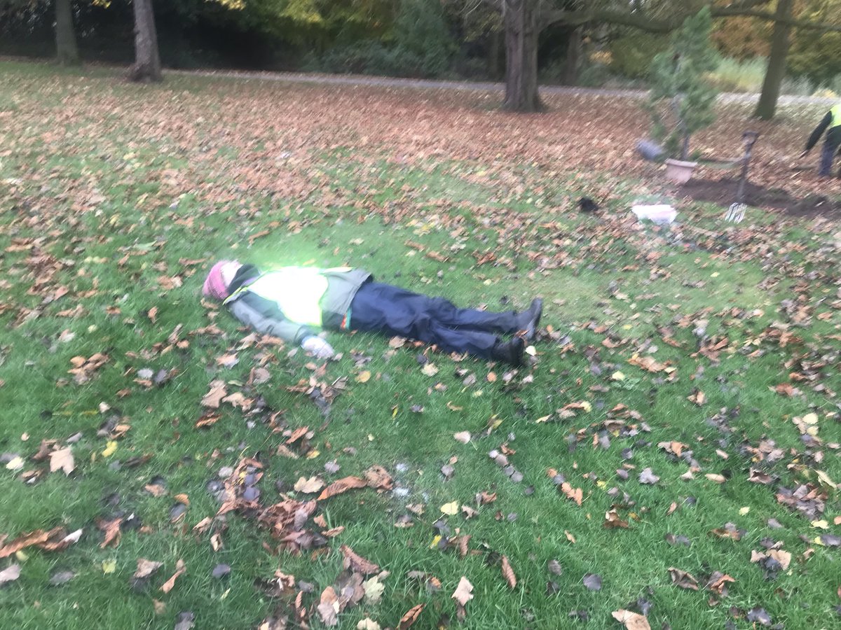 Having a break from tree planting in Princes Park!