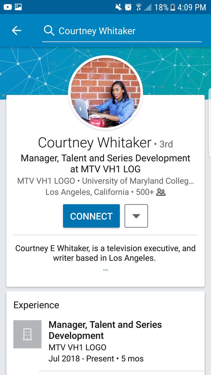 Courtney E. WhitakerIG: CourtneyewhitakerWriterManager, talent, and Series development at MTV + VH1 + LOGOFounder of Courts Eye