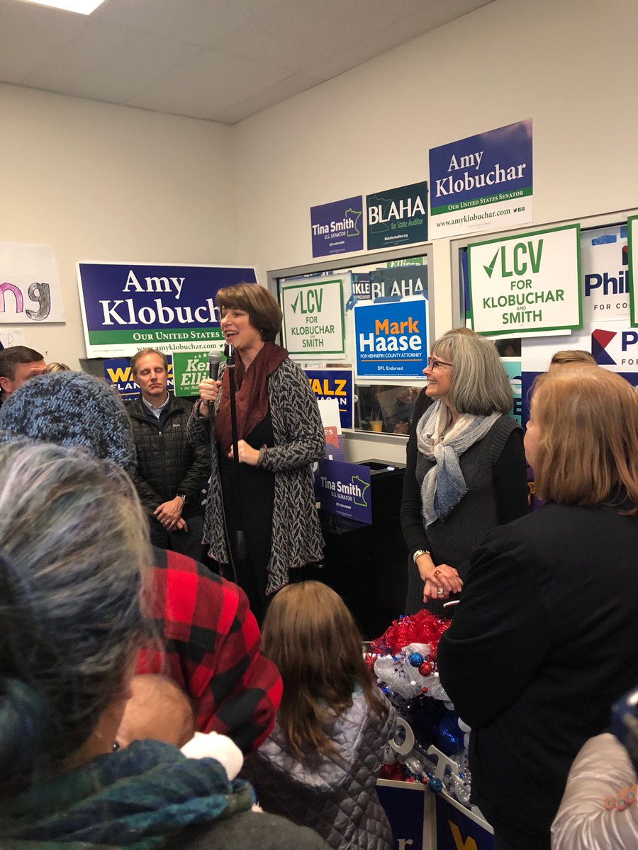 GinnyKlevorn's tweet photo. Great to have @amyklobuchar back in her hometown of Plymouth to rally our volunteers for #GOTV! I’m proud to share the same values and work ethic as her. #PlymouthProud https://t.co/JkgcgnK5tp