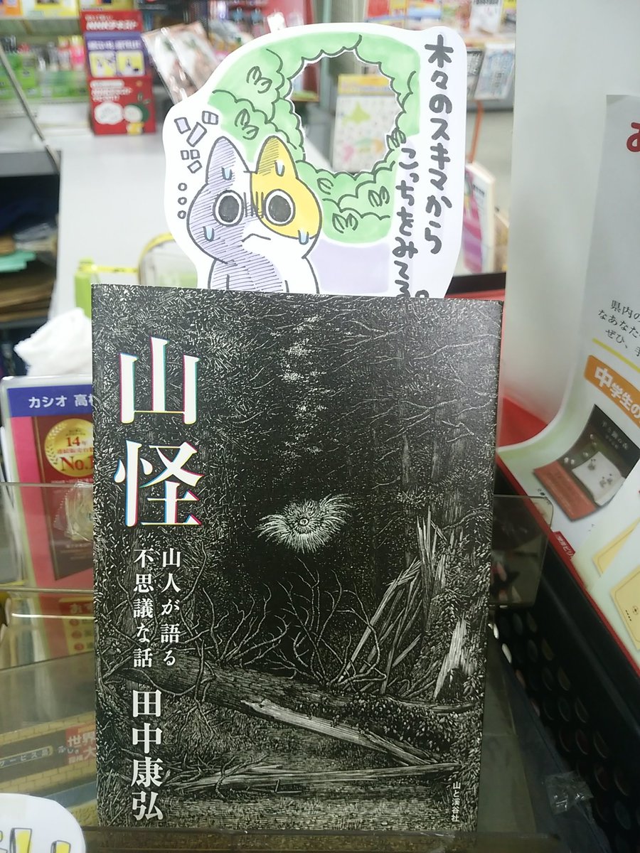 本日紹介する書籍は「山怪」です。山で働き、暮らす人々から聞いた奇妙な体験。木々の間から、闇の隙間から、何かの姿を借りて、「山に棲む得体の知れないものたち」は人間をじっと見ているのかもしれません・・・。木村書店でもゾクッとしながら楽しめるポップをご用意しました! 