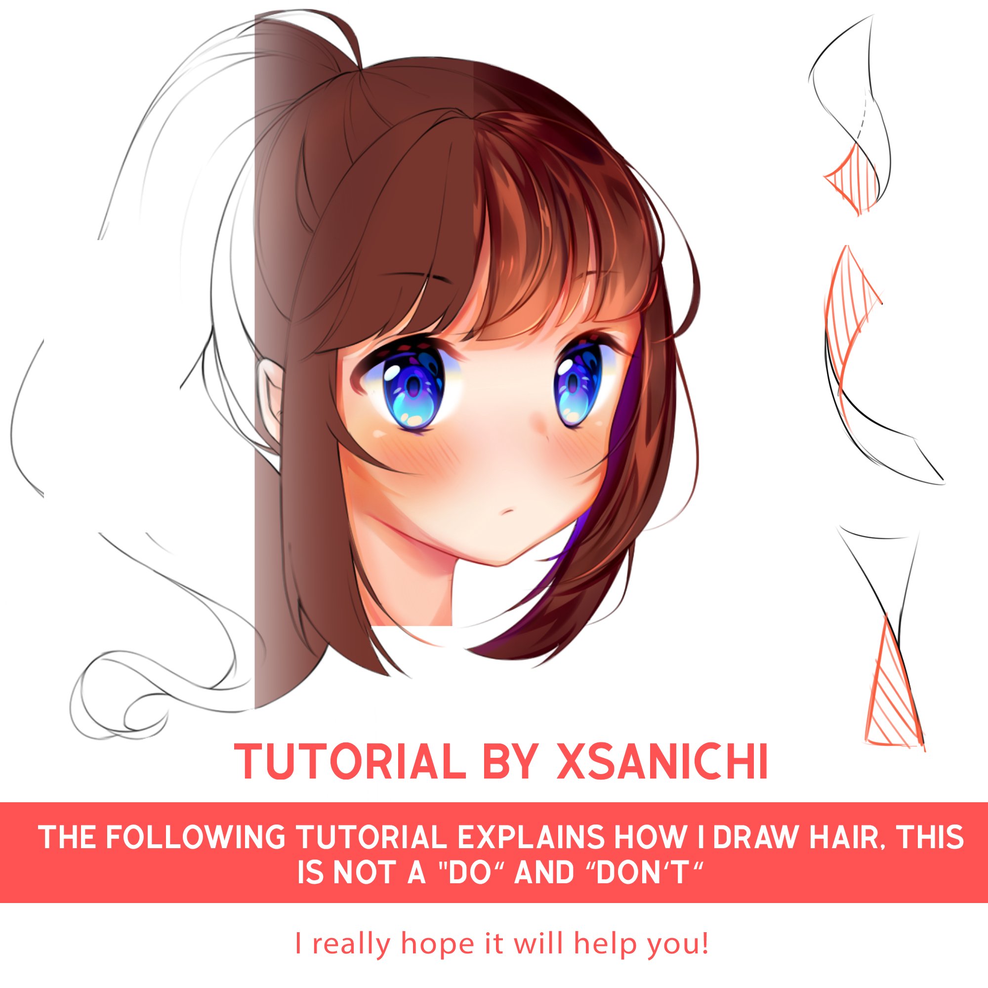 How to Draw GIRL ANIME HAIR - Digital Art Tutorial 