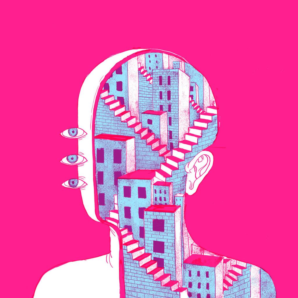 Limited color and texture are both key components in my illustration work,  which tends to be both a little bit dark and a little bit funny. This image  was made for a, image size:1022x1024