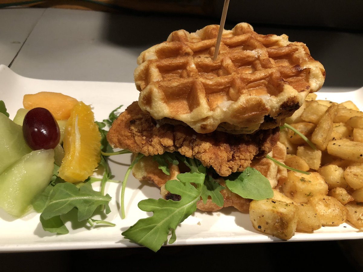 Come out and try our new Waffle & Chicken Sandwich on our new brunch menu! #burlon #burlington