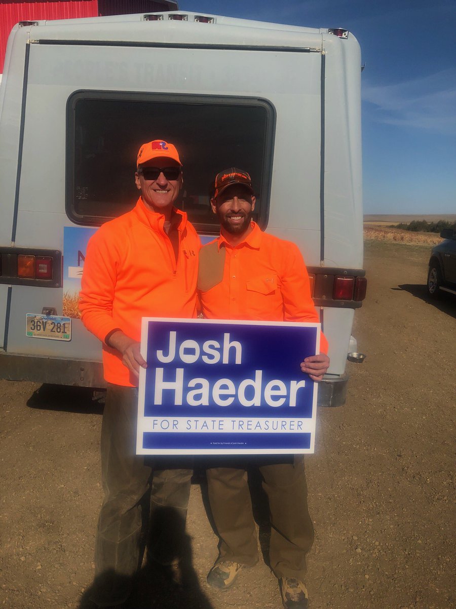 dennisdaugaard's tweet photo. I had a great time the other day hunting with Josh Haeder and I hope you’ll vote for him to be our next state treasurer. https://t.co/MxK6jD6UId