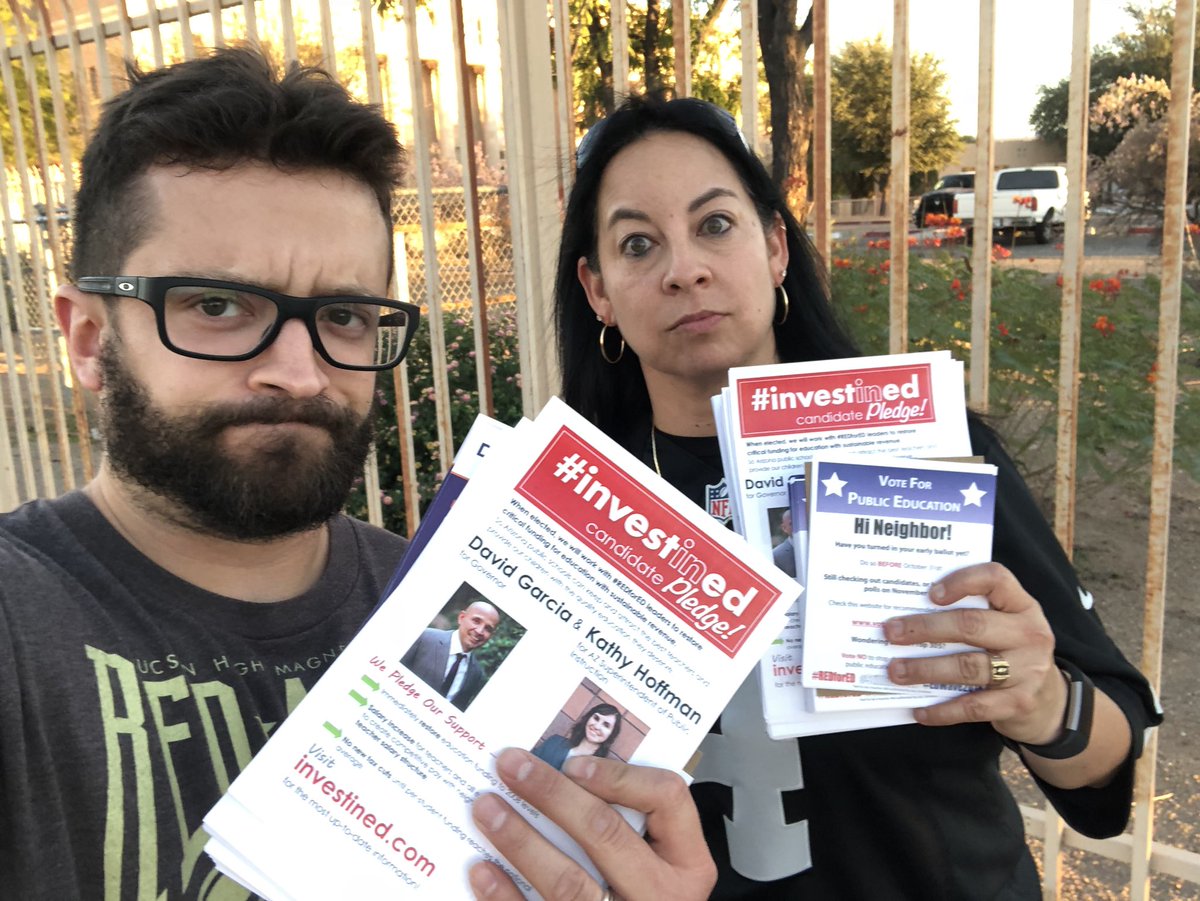 TucsonTEAHub's tweet photo. After school canvassing with Christy and Jimmy this past week! #Knockabout #Knocktober #Knockstars #REDforED #StillInvestEd #EdWave2018 https://t.co/zaGYOiDJG2