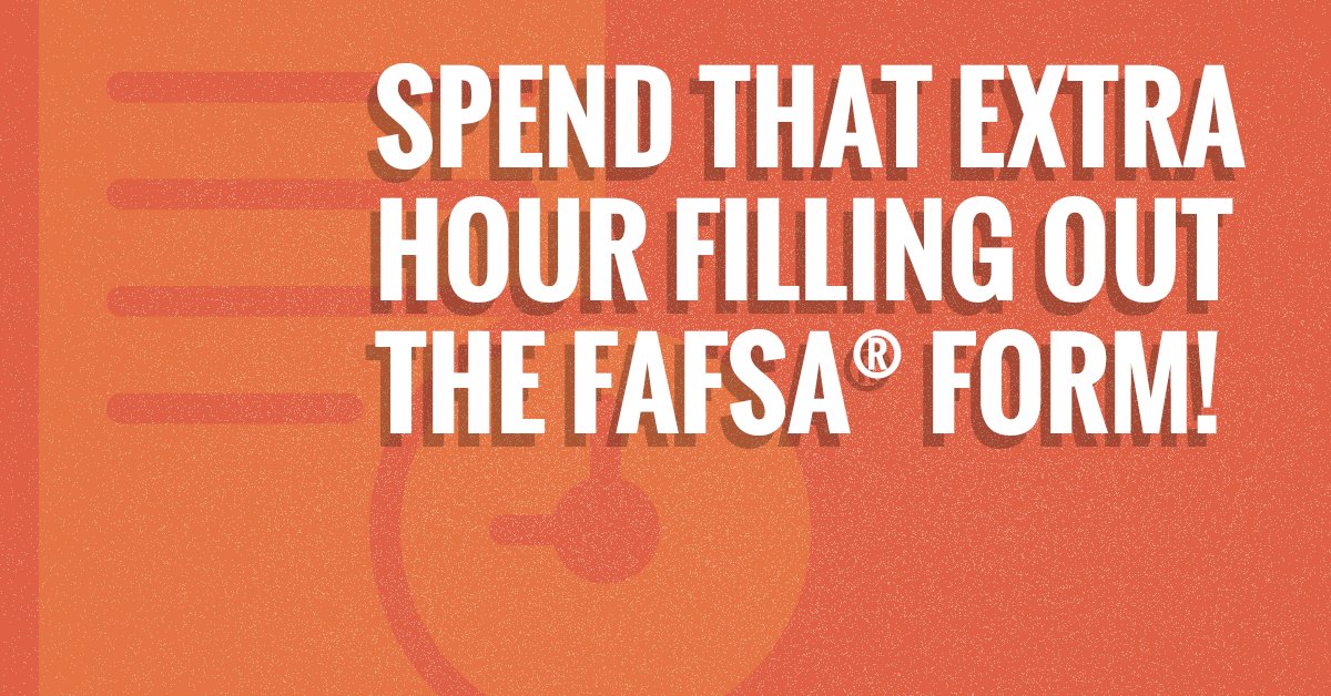 FAFSA's tweet photo. Feeling refreshed? It's #DaylightSavingTime! ⏰ 

Maybe spend the extra hour filling out the FAFSA form? https://t.co/wdDmg7cr0I #FallBack https://t.co/WjQfciTcT8