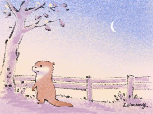 月がついてくるの〜?
#カワウソ 
