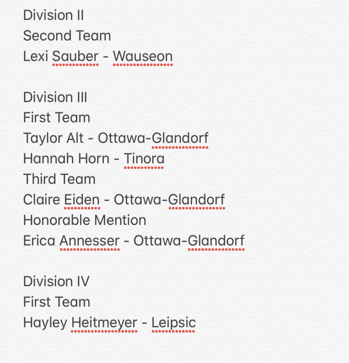 Congrats to the area’s all-Ohio volleyball players as named by the OHSVCA