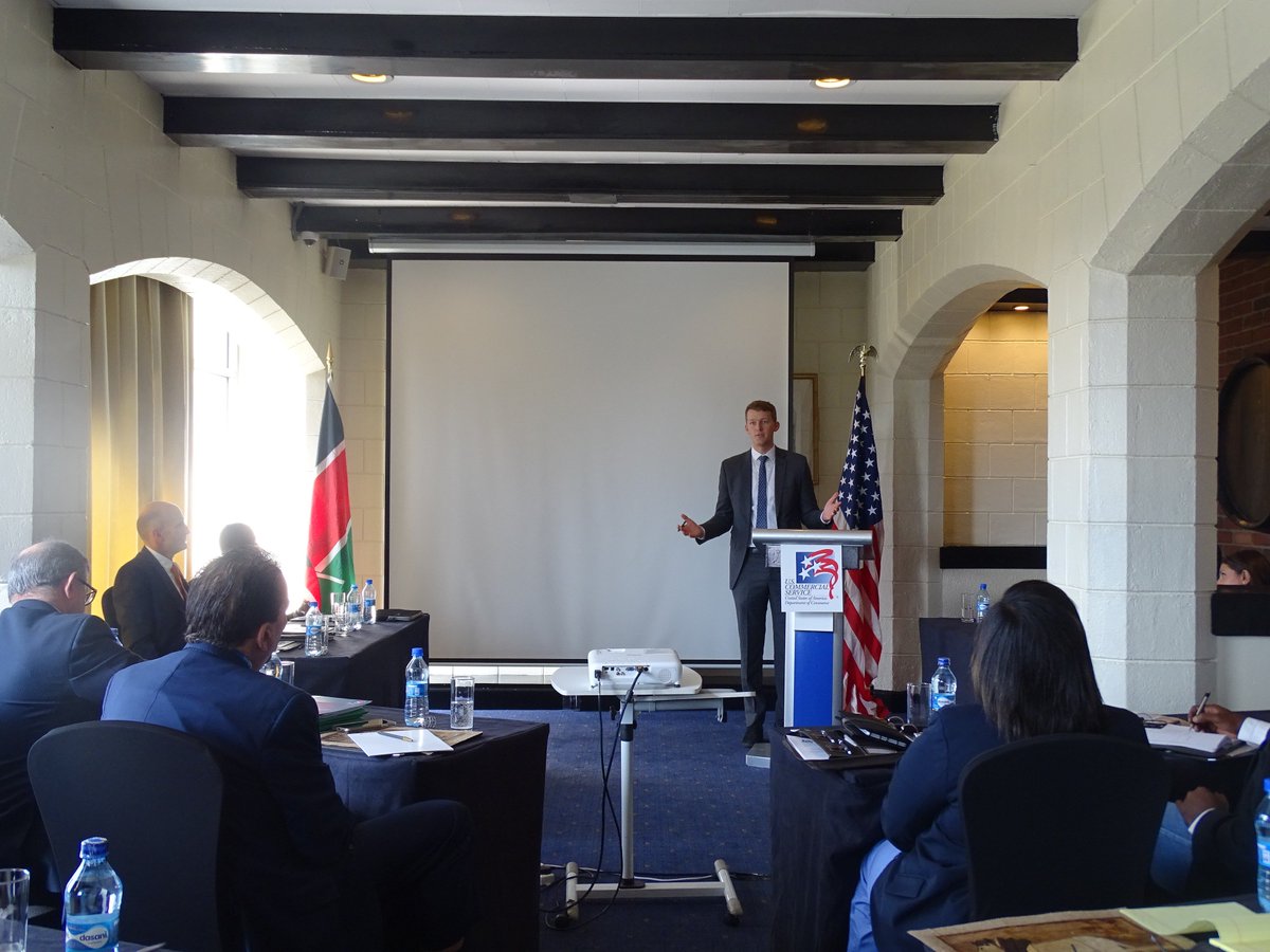 AmChamKE's tweet photo. Happening Now: Country briefing with the @EnterpriseFL delegation. 12 U.S. companies represented, looking for linkages and opportunities with Kenyan SMEs. Early fruits of the #KQDirectFlight furthering the #USKEPartnership @USEmbassyKenya @KenyaAirways https://t.co/pJj4SFqFL1