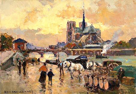 Édouard Leon Cortes 
(France 1882-1969). #painting #ÉdouardLeonCortes #Paris #Seine #notredamedeparis