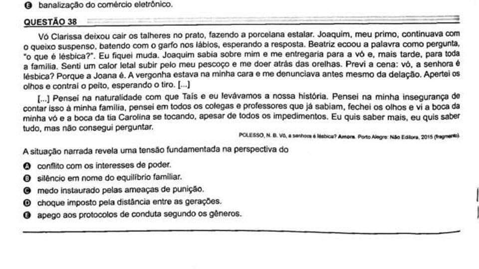 ABSURDO: VÓ LÉSBICA e DIALETO de GAYS e TRAVESTIS no ENEM 2018 ? 
Somos todos iguais, sem distinção!
Mas a Esquerdalha infiltrada continua fazendo sindicalismo sexual nas provas!
ENEM de ESQUERDA com dias contados ( 1º de Janeiro -> #BolsonaroNeles )